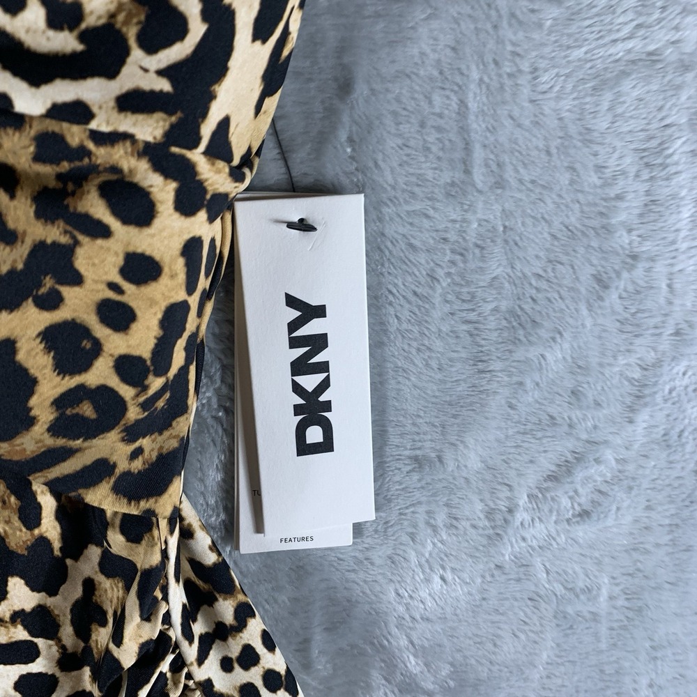 DKNY Women's Swimsuit S One Piece Animal Leopard Print Twist Front Keyhole NWT - Picture 4 of 8